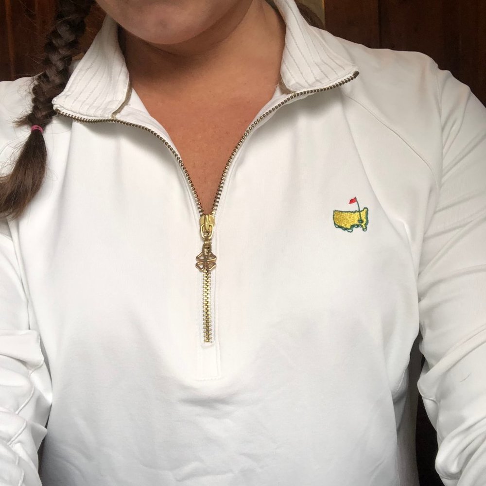 Bobby Jones White Zip-Up Pullover with Gold Logo